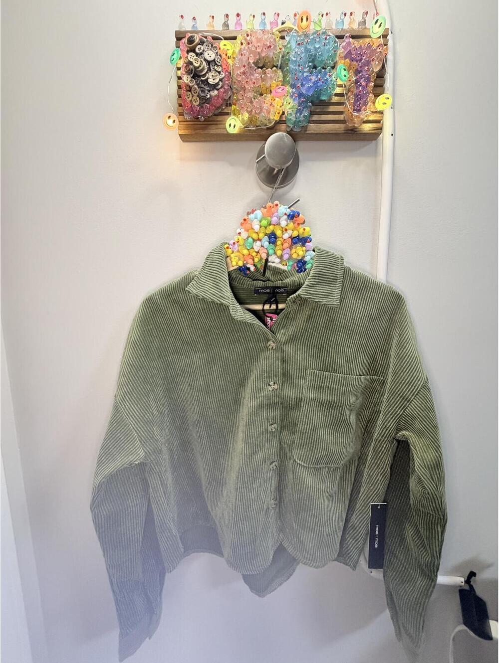 Moa Moa Light Green Corduroy Button-Up Shirt Jacket - Deftduck Curated
